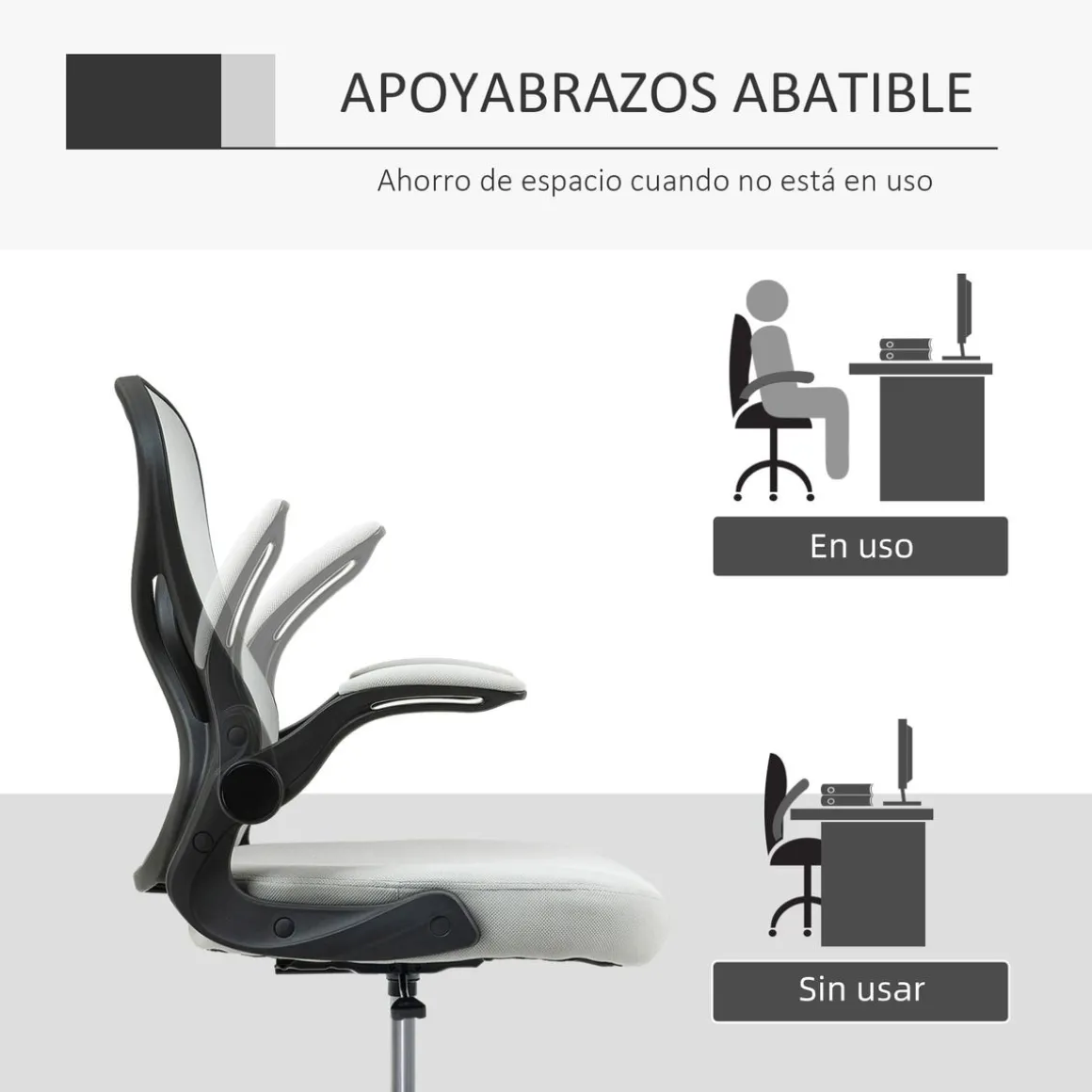 Silla de oficina Mike altura regulable + soporte lumbar + reposapiés blanco 102-122x59x65 cm