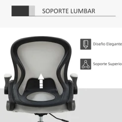 Silla de oficina Mike altura regulable + soporte lumbar + reposapiés blanco 102-122x59x65 cm