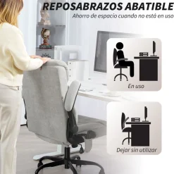 Silla de oficina Niah Homcom altura ajustable con reposabrazos gris 113-121x66x67 cm