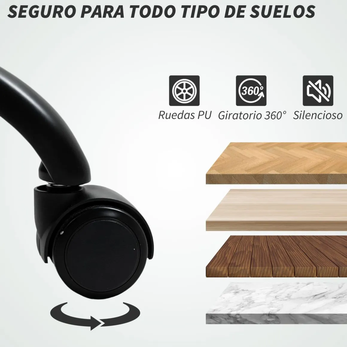 Silla de oficina Niah Homcom altura ajustable con reposabrazos gris 113-121x66x67 cm