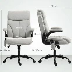 Silla de oficina Niah Homcom altura ajustable con reposabrazos gris 113-121x66x67 cm