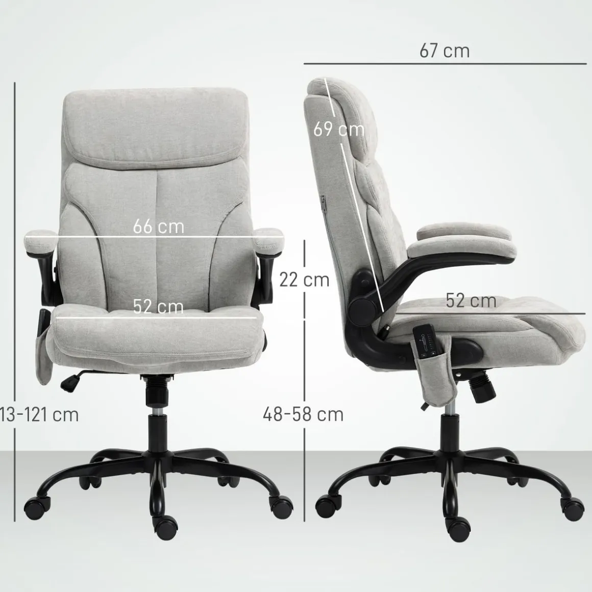 Silla de oficina Niah Homcom altura ajustable con reposabrazos gris 113-121x66x67 cm