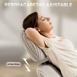 Silla de oficina Nieves Homcom giratoria + reposacabezas ajustable gris 104x74x70 cm