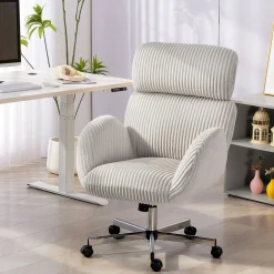 Silla de oficina Nieves Homcom giratoria + reposacabezas ajustable gris 104x74x70 cm
