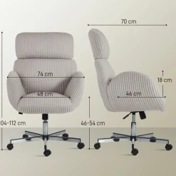Silla de oficina Nieves Homcom giratoria + reposacabezas ajustable gris 104x74x70 cm