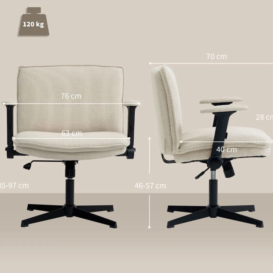Silla de oficina Nori Homcom altura ajustable 97x76x70 cm