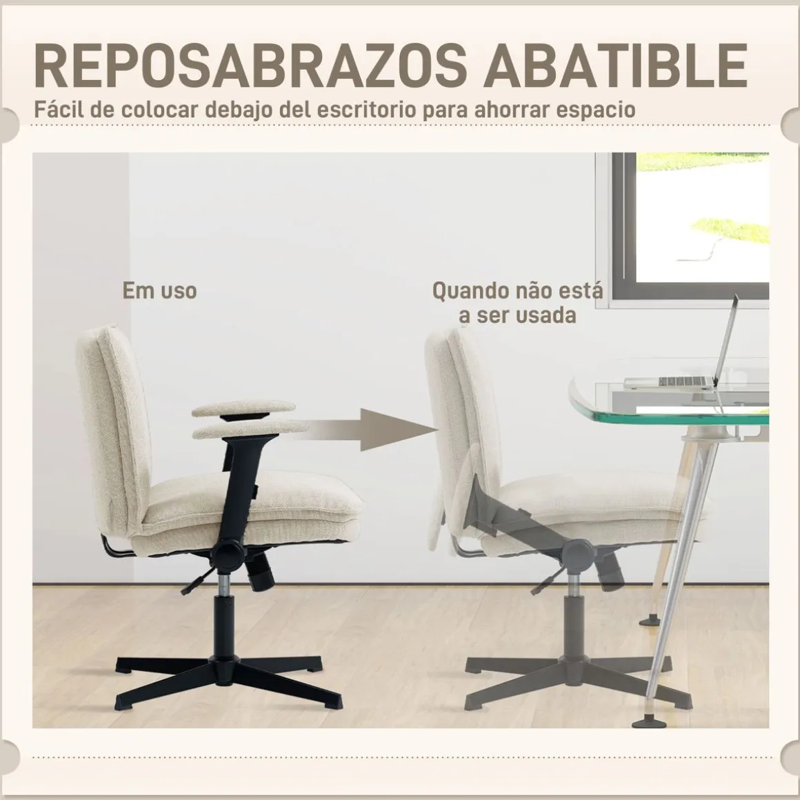 Silla de oficina Nori Homcom altura ajustable 97x76x70 cm