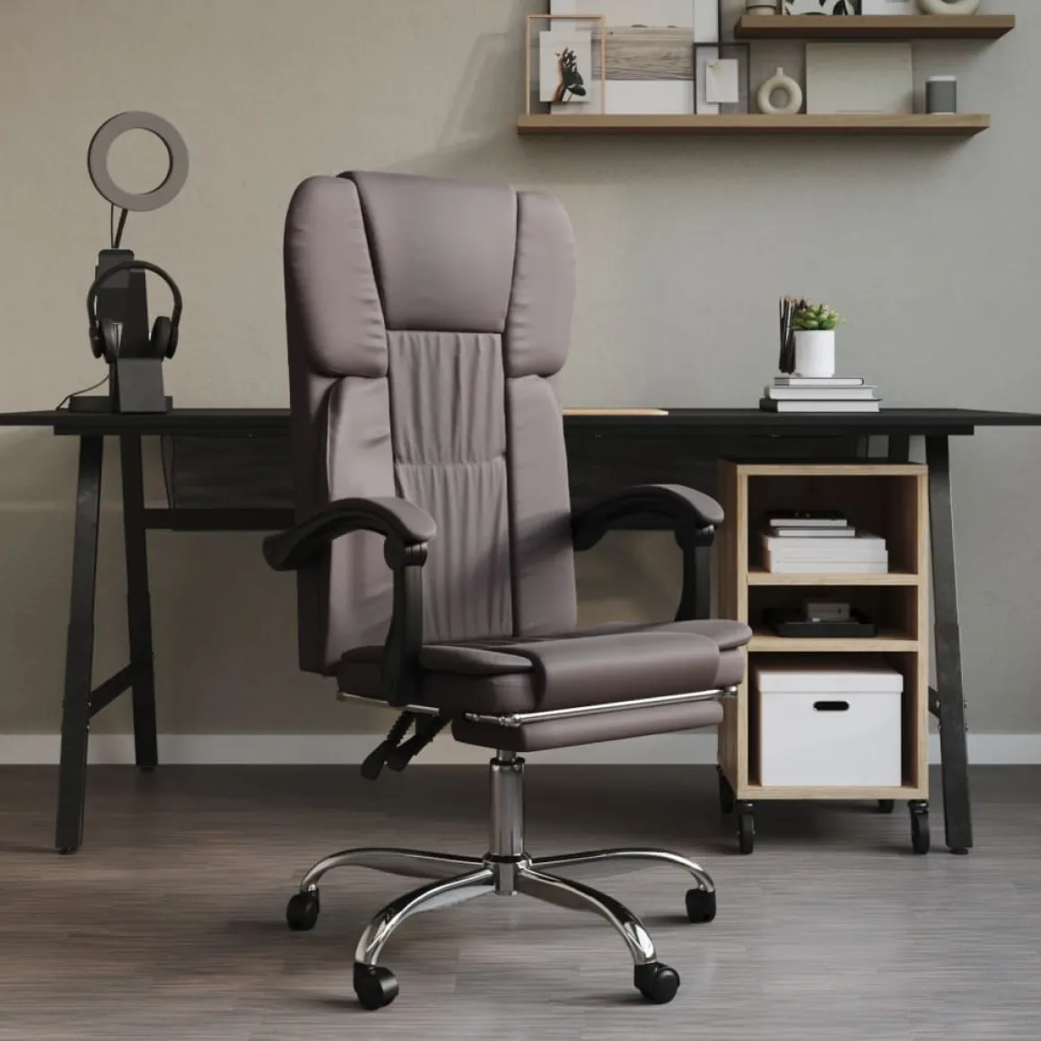 Silla de oficina Nusar reclinable con reposapiés 112,5-122x63x56 cm