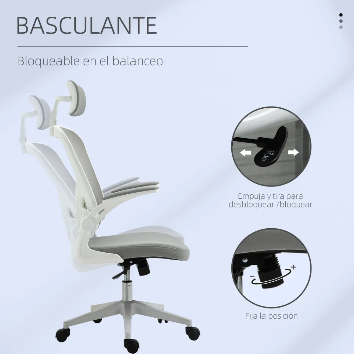 Silla de oficina Ousby Vinsetto altura ajustable 114-122x65x64 cm