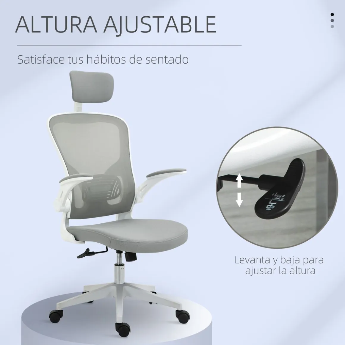 Silla de oficina Ousby Vinsetto altura ajustable 114-122x65x64 cm