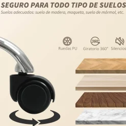 Silla de oficina Prisma Homcom reclinable tela borreguito blanco 107-115x67x74 cm