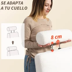 Silla de oficina Prisma Homcom reclinable tela borreguito blanco 107-115x67x74 cm