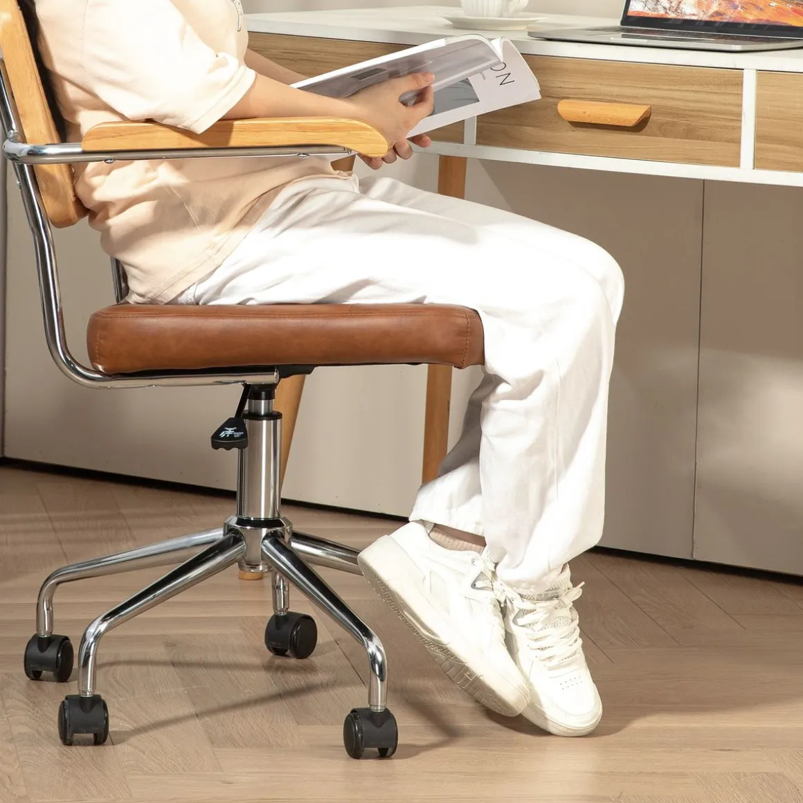 Silla de oficina Pulse Homcom basculante + altura regulable 82-90x55,5x60 cm