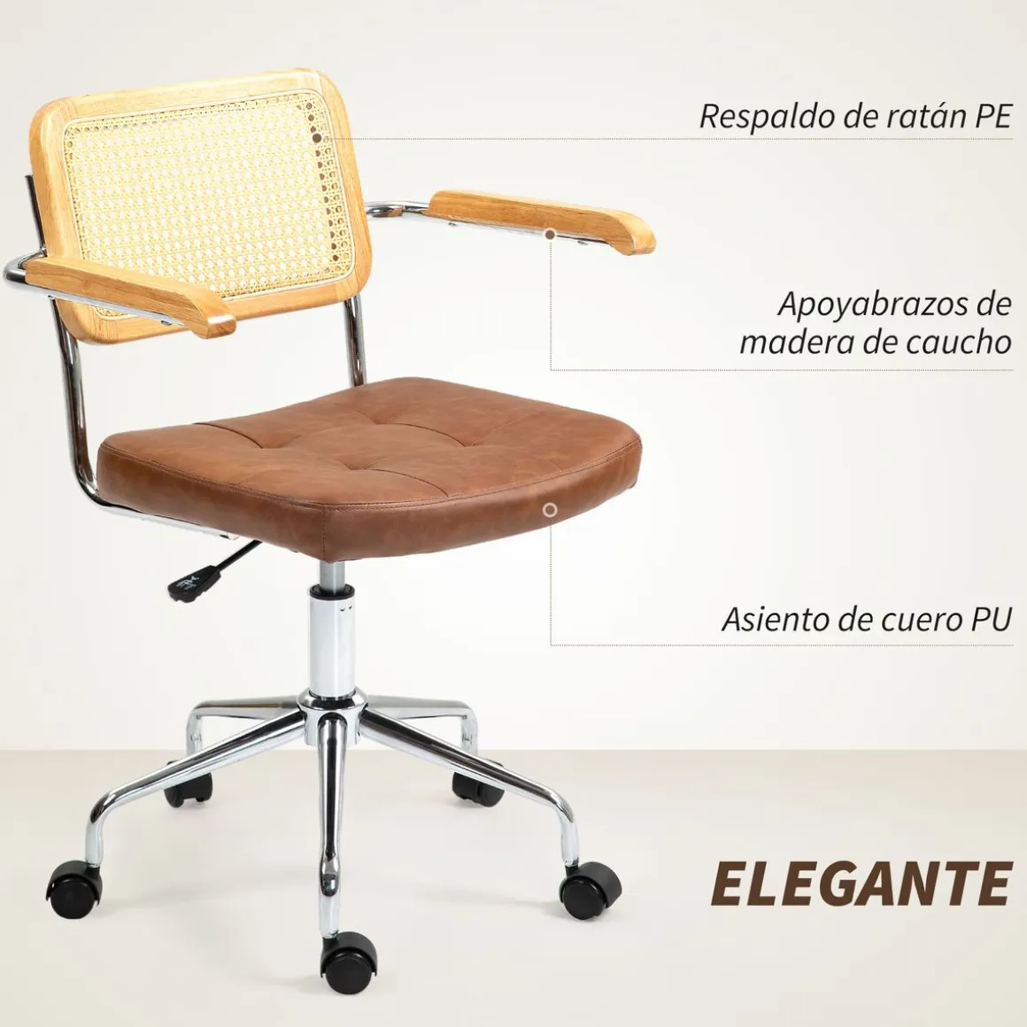 Silla de oficina Pulse Homcom basculante + altura regulable 82-90x55,5x60 cm