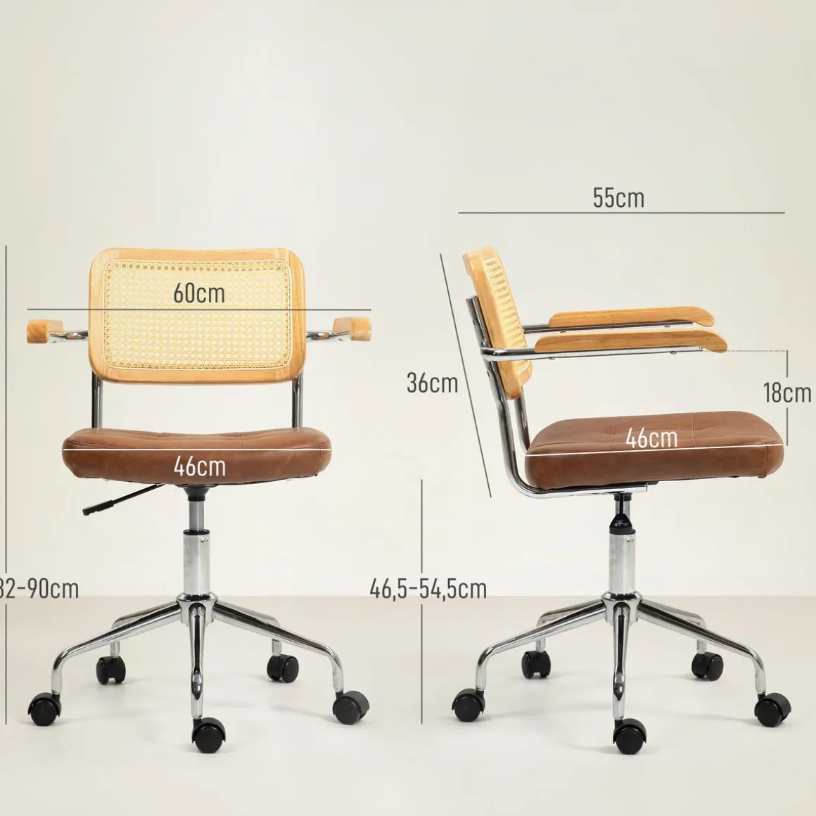 Silla de oficina Pulse Homcom basculante + altura regulable 82-90x55,5x60 cm