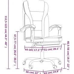 Silla de oficina Pulssar reclinable con reposapiés 112,5-122x63x56 cm