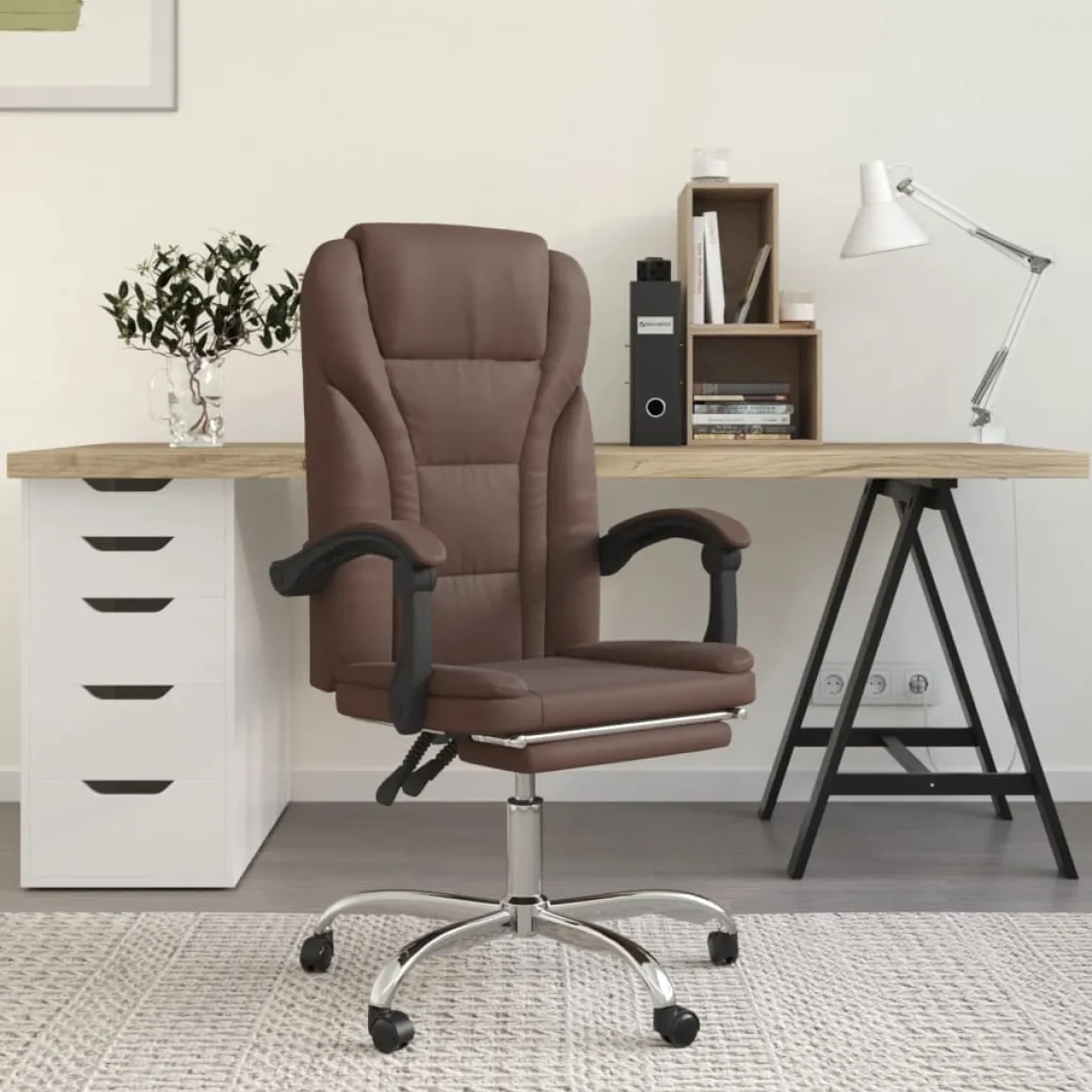 Silla de oficina Pulssar reclinable con reposapiés 112,5-122x63x56 cm