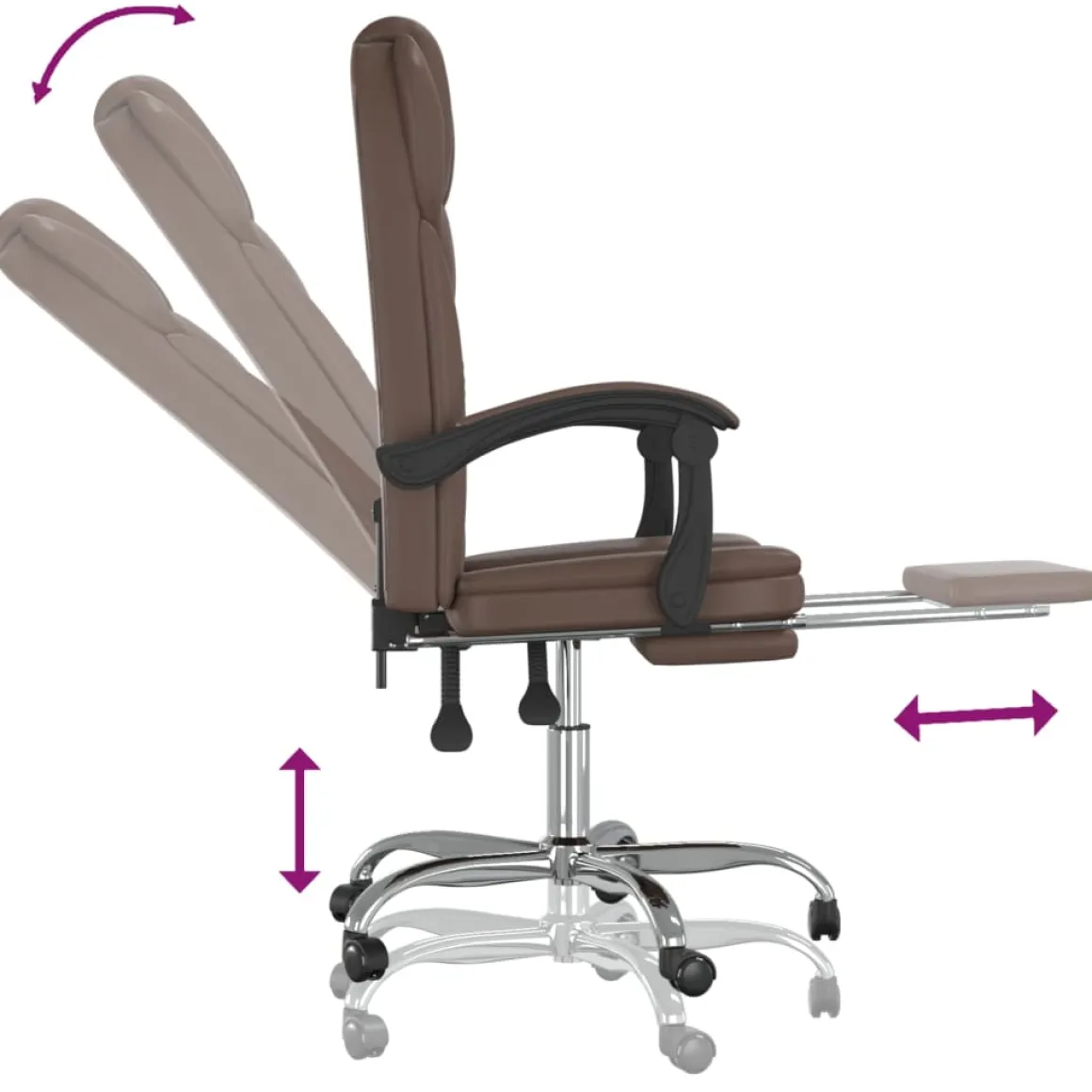 Silla de oficina Pulssar reclinable con reposapiés 112,5-122x63x56 cm