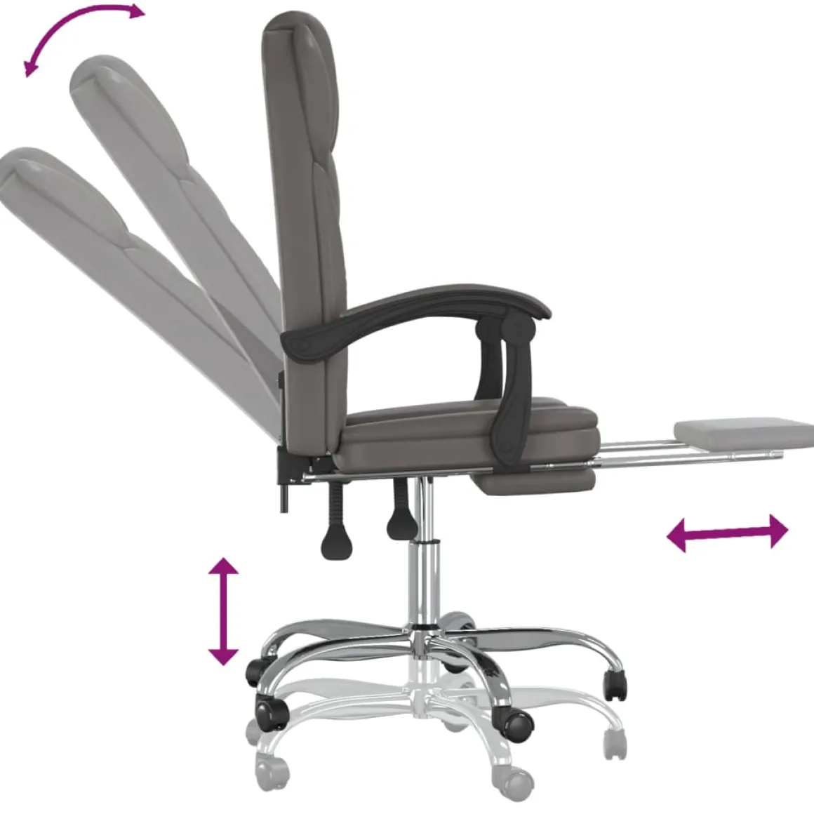 Silla de oficina Pulssar reclinable con reposapiés 112,5-122x63x56 cm