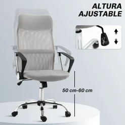 Silla de oficina Rex Homcom con respaldo alto 5 ruedas 109-119x50x64 cm