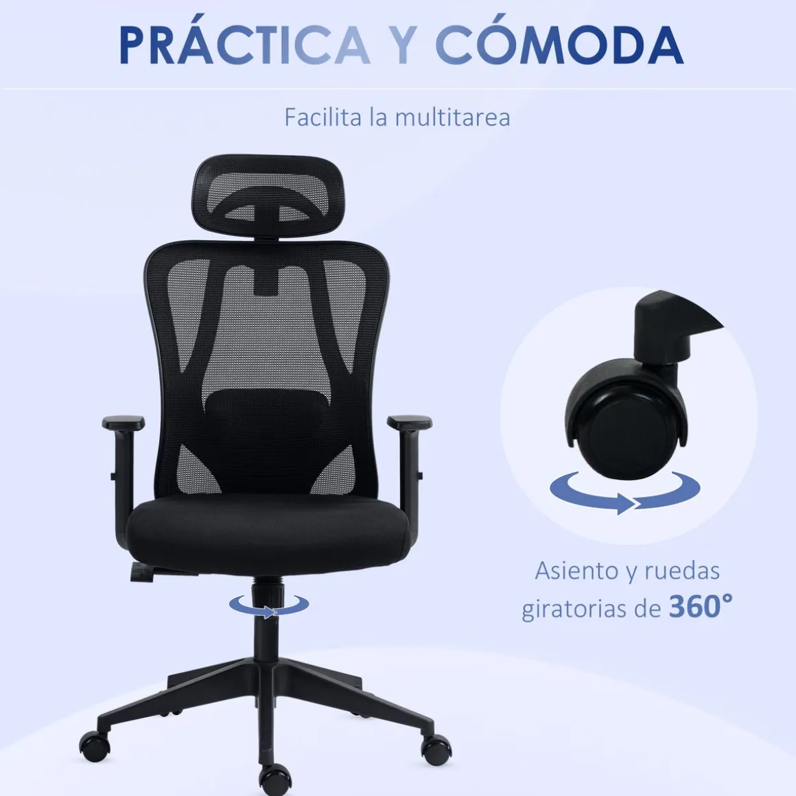 Silla de oficina Rider Vinsetto altura regulable negro 117-127x67x64 cm