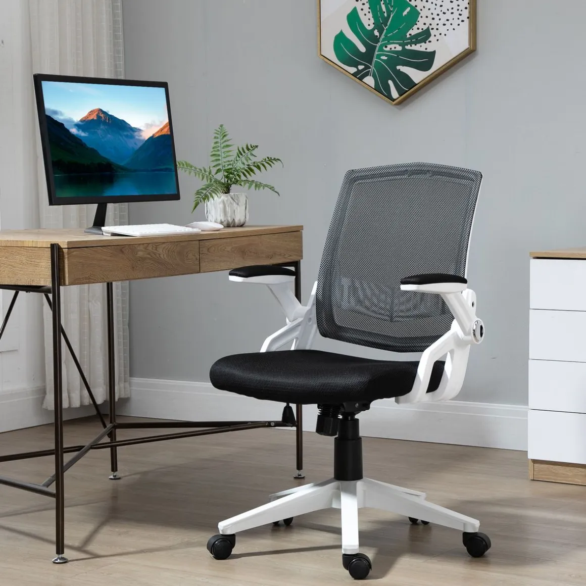 Silla de oficina Samdo Vinsetto con reposabrazos altura ajustable negro 94-104x61x61 cm
