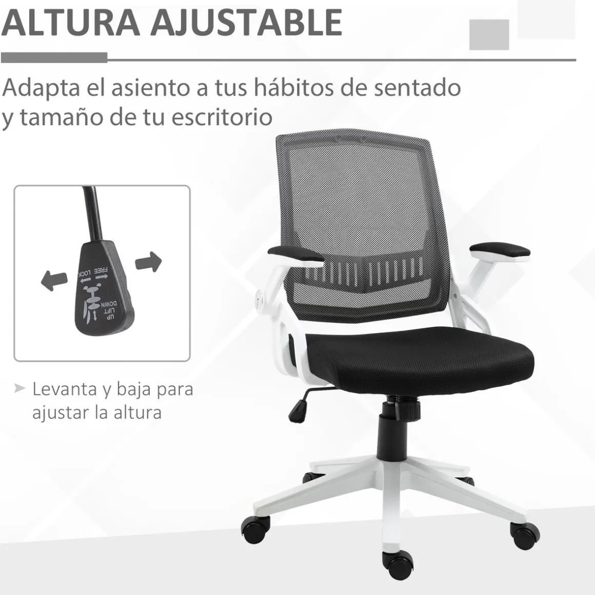 Silla de oficina Samdo Vinsetto con reposabrazos altura ajustable negro 94-104x61x61 cm