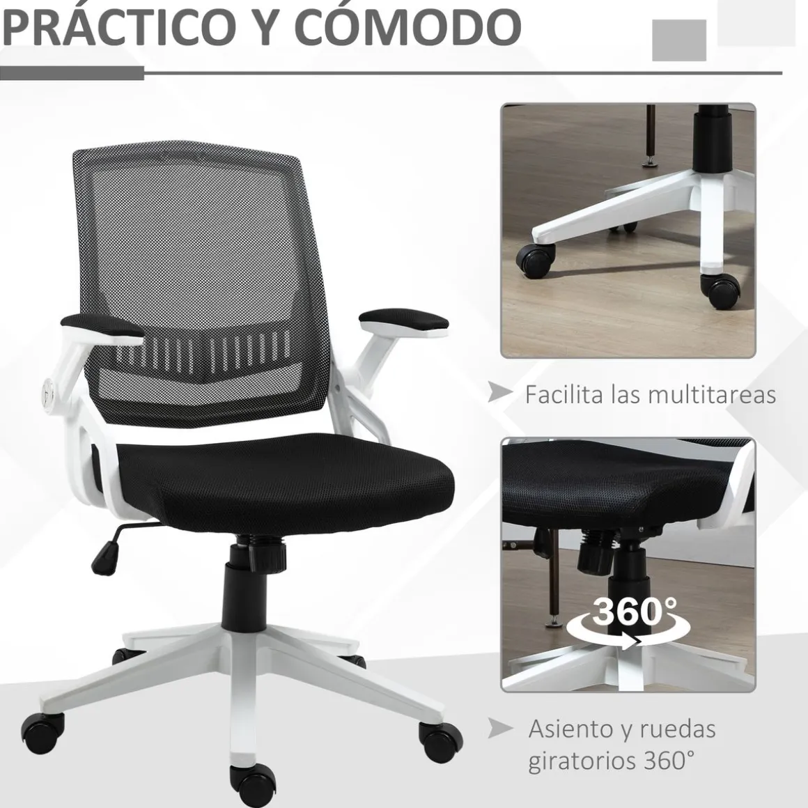 Silla de oficina Samdo Vinsetto con reposabrazos altura ajustable negro 94-104x61x61 cm