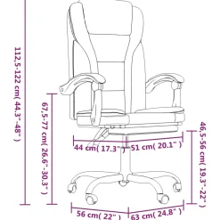 Silla de oficina Simos reclinable altura ajustable 112,5-122x63x56 cm