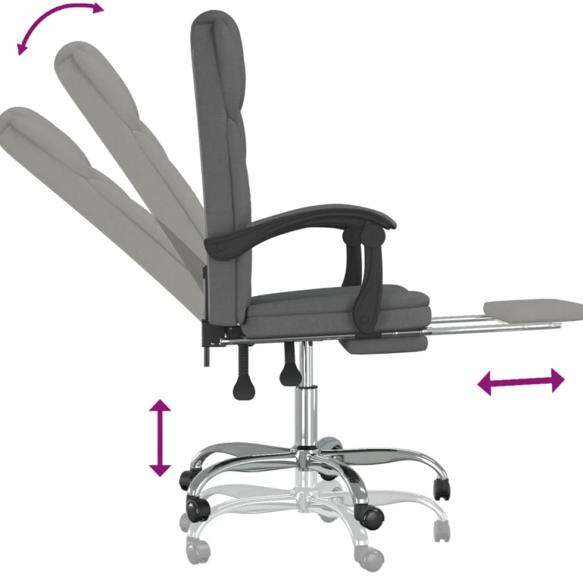 Silla de oficina Simos reclinable altura ajustable 112,5-122x63x56 cm
