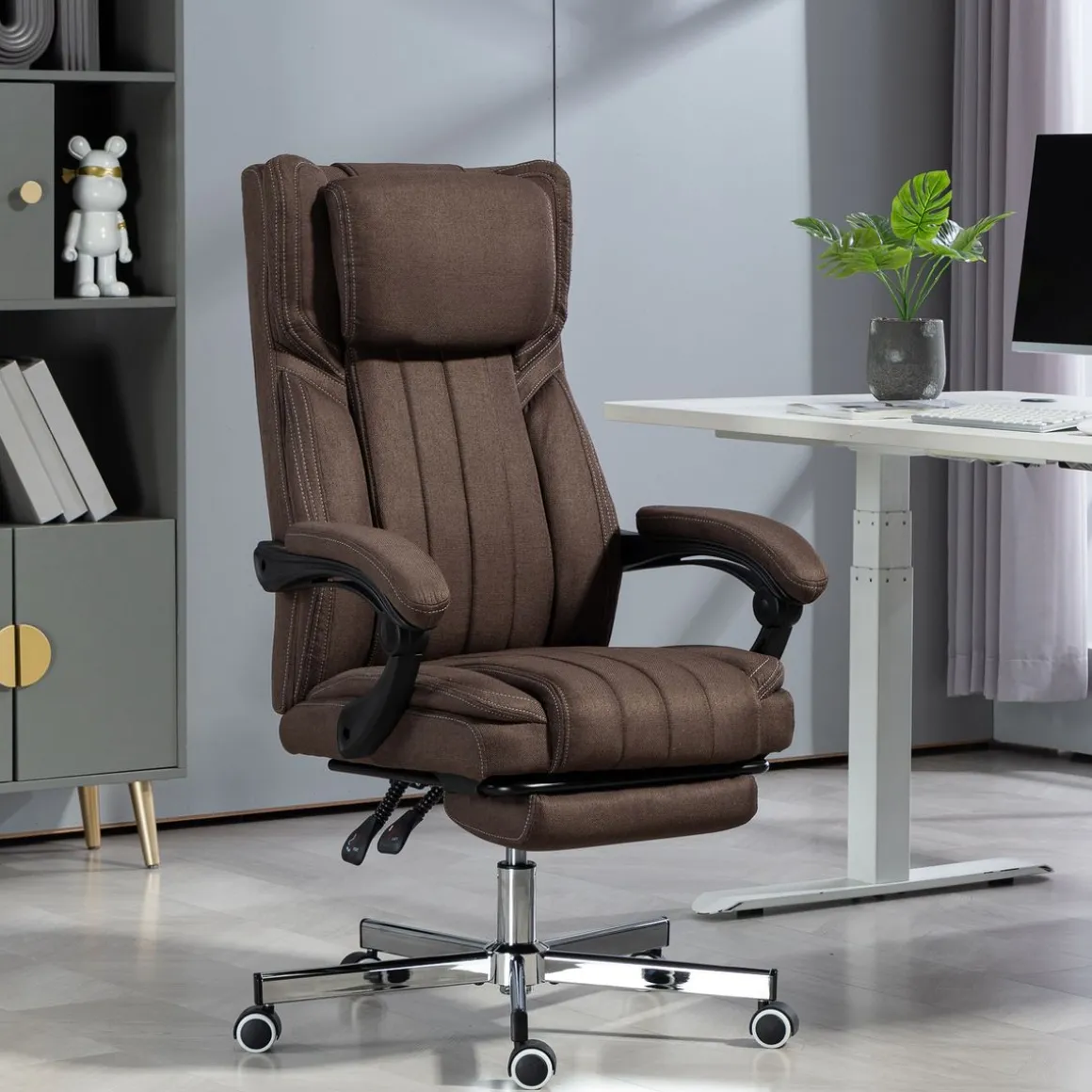 Silla de oficina Soft reclinable + 6 puntos de masaje + reposapiés retráctil 105-113x65x61 cm