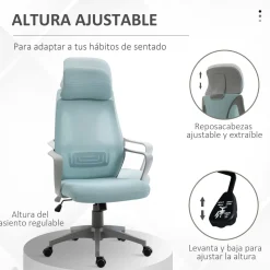 Silla de oficina Stowe Vinsetto ajustable en altura con ruedas azul 116-126x64x55 cm