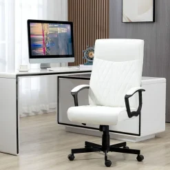 Silla de oficina Suculenta Vinsetto altura ajustable respaldo inclinable crema 102-112,5x72x65 cm