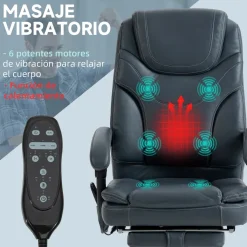 Silla de oficina Vic Vinsetto masaje vibratorio y calefacción lumbar gris 113-121x67x67 cm
