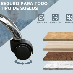 Silla de oficina Vic Vinsetto masaje vibratorio y calefacción lumbar gris 113-121x67x67 cm