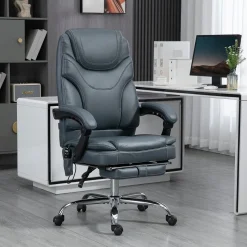 Silla de oficina Vic Vinsetto masaje vibratorio y calefacción lumbar gris 113-121x67x67 cm