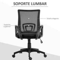 Silla de oficina Waco Homcom basculante con reposabrazos + ruedas 89-109x57x55 cm