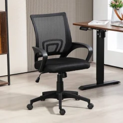 Silla de oficina Waco Homcom basculante con reposabrazos + ruedas 89-109x57x55 cm