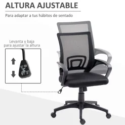 Silla de oficina Waco Homcom basculante con reposabrazos + ruedas 89-109x57x55 cm