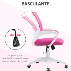 Silla de oficina Waco Homcom basculante con reposabrazos + ruedas 89-109x57x55 cm