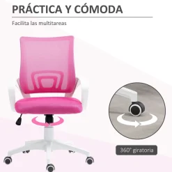 Silla de oficina Waco Homcom basculante con reposabrazos + ruedas 89-109x57x55 cm