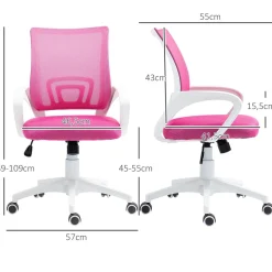 Silla de oficina Waco Homcom basculante con reposabrazos + ruedas 89-109x57x55 cm