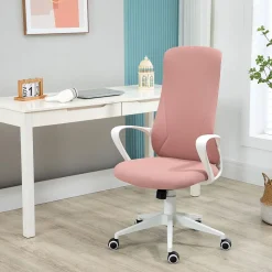 Silla de oficina Warton Vinsetto altura ajustable baculante rosa 110-119,5x62x56 cm