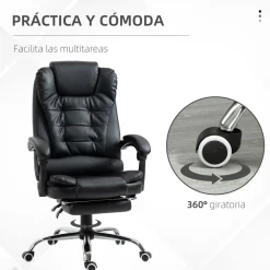 Silla de oficina Zeni reclinable + reposapiés 109-117x64,5x69 cm
