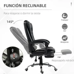Silla de oficina Zeni reclinable + reposapiés 109-117x64,5x69 cm