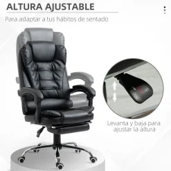 Silla de oficina Zeni reclinable + reposapiés 109-117x64,5x69 cm