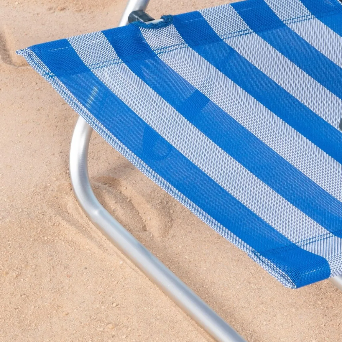 Silla de playa Aktive Beach 8 posiciones + cojín azul 82x56x49 cm