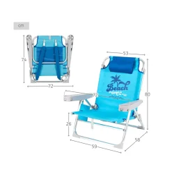 Silla de playa Aktive reclinable 5 posiciones azul
