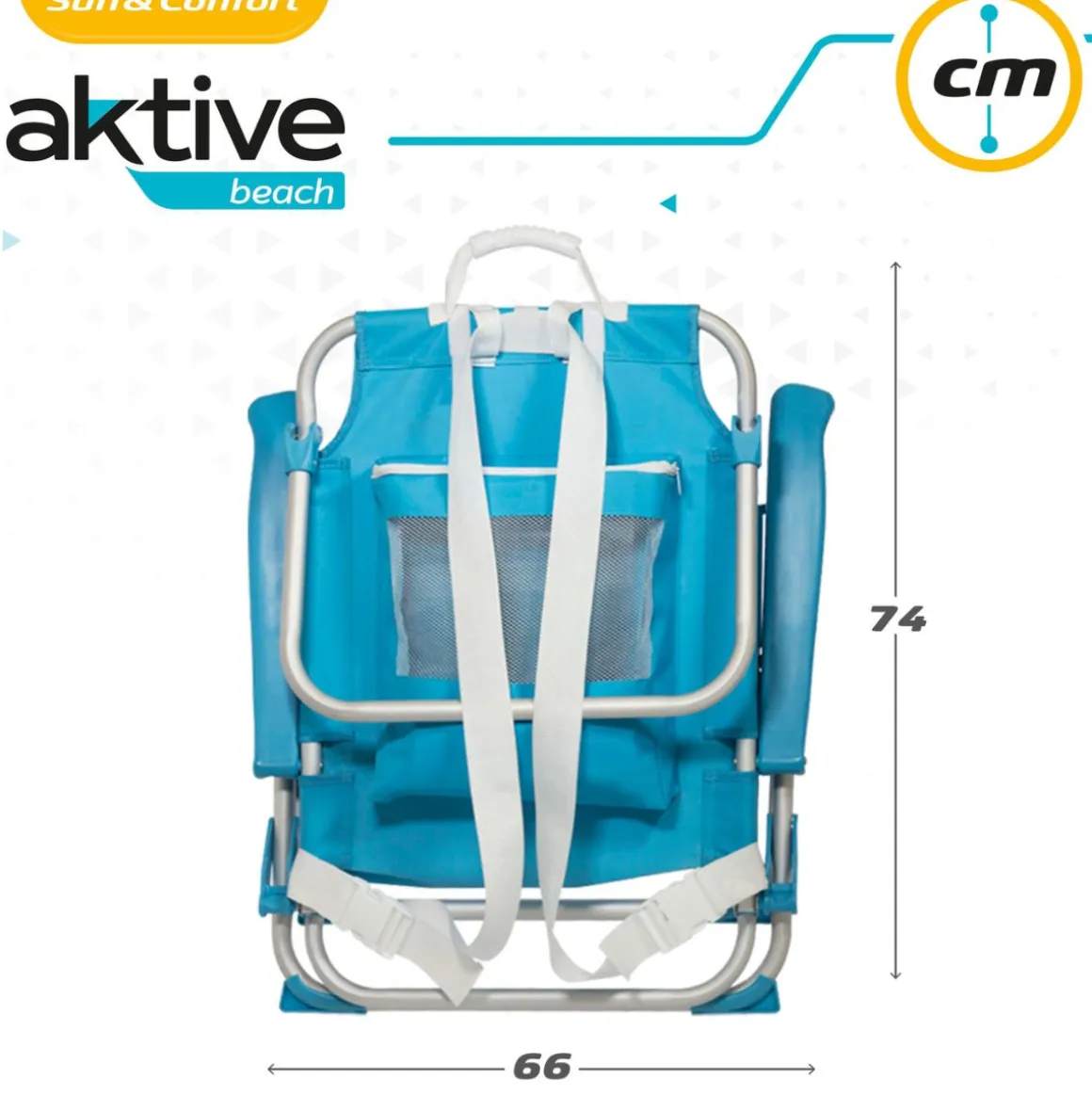 Silla de playa Aktive reclinable + reposacabezas + bolsillos azul