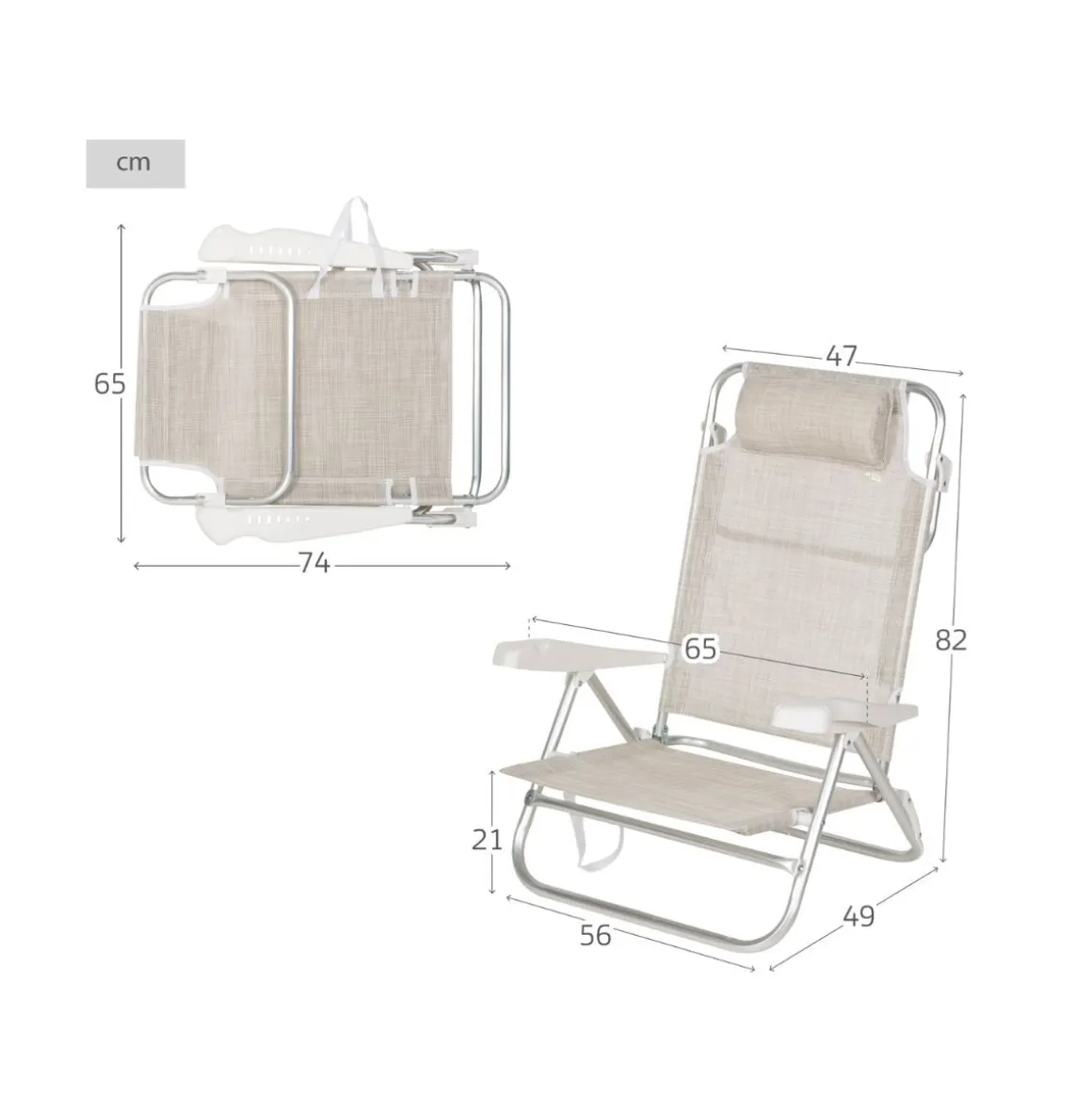 Silla de playa Aktive reclinable + reposabrazos